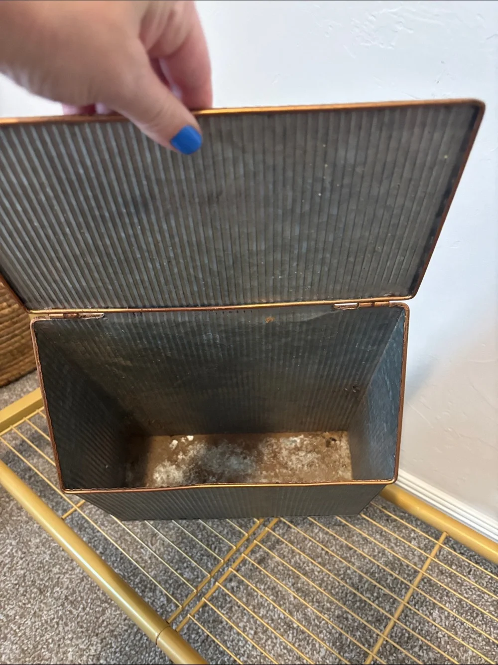 Metal mail holder or tin container